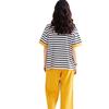 Aifen Teng Women's Summer Cotton Pajama Set: Short Sleeve Top & Three-Quarter Pants, Plus Size, All Cotton