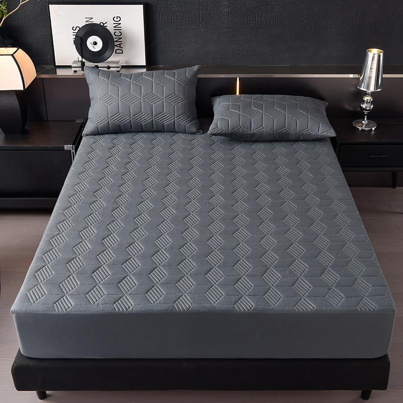 1 szt. Wodoodporny Pokrowiec na Materac Jednolity Kolor Pikowany Geometryczny Wzór Gruby Trwały Materiał do Domu i Akademika, Gładka Tekstura