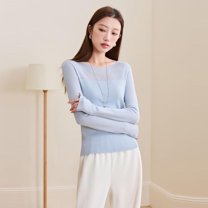 Sancai Women's Silk Wool Blend Plus Size Round Neck Knit Sweater