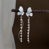 Guochao Handmade Crystal Butterfly Tassel Earrings, Forest-Inspired Fresh Style for Women