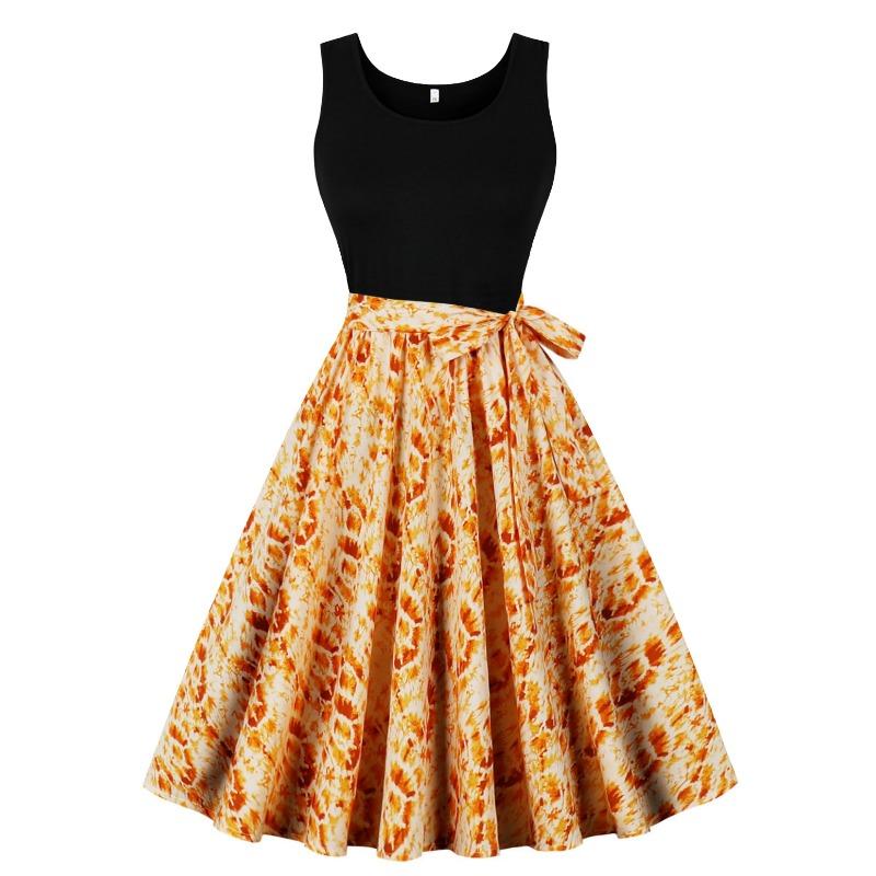 Summer New Retro Vest Collar Sleeveless Black Spelling Print Pendulum Jumpsuit