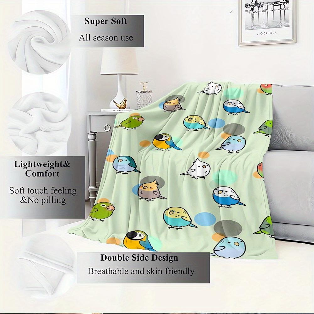 1pc Parrot,Bird,CartoonDigital Print Fleece Blanket - Contemporary Style, Suitable for All Seasons, Perfect for Home, Travel, or Camping - M