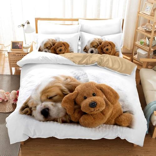 Dogs Quilt/Doona/Duvet Cover Set Single/Double/King Size Bed Pillow Cases