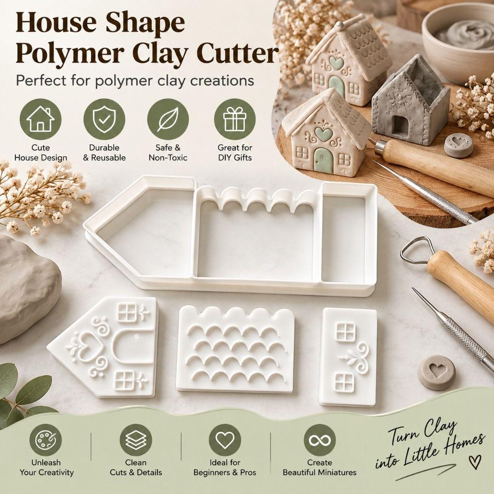 Plastic Polymer Clay Shaping Tools House-Shape Mini House Clay Press Set Home Party
