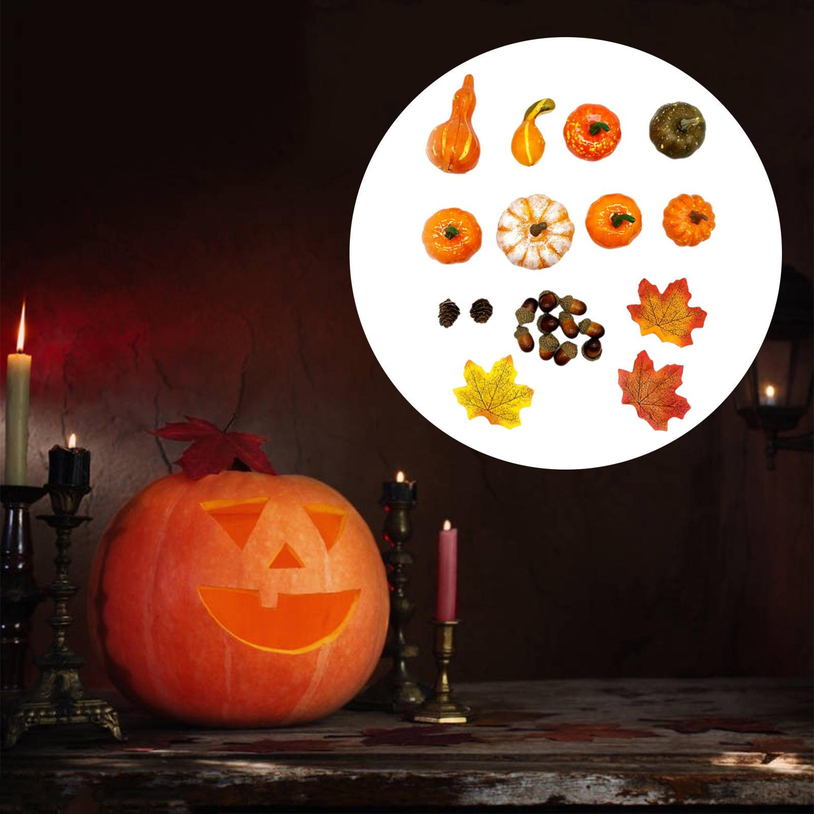 Artificial Mixed Pumpkins Pumpkins, Maple Leaves, and Cone Festival Fall Harvest Decoration Photo 23PCS