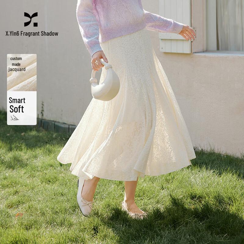 Women s French Style Jacquard A-Line Midi Skirt XL