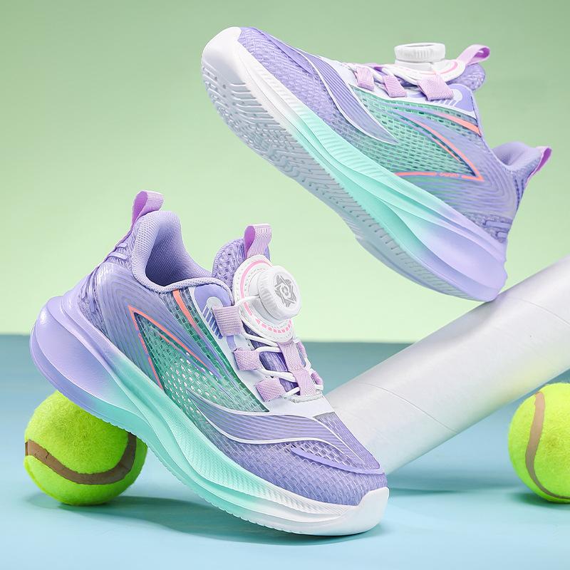 Boys' shoes 2025 summer new children's sports shoes medium and older children's rotating buckle girls' mesh step training shoes list