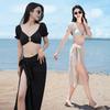 Ins Pure Desire Style Simple Sexy Split Three-piece Swimsuit Female Thai Temperament White Beach Vacation Bikini