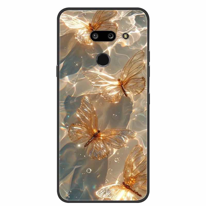 Für LG G8 G8S ThinQ Schwarze Hüllen Weiche Silikon TPU Handyhüllen Für G 8 S 8S ThinQ Luxus Rückabdeckung Funda Cartoon Schale Para Capa
