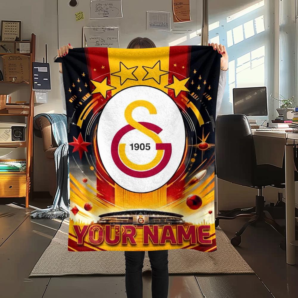 1PC Custom Name Galatasaray Patterned Flannel Blanket Suitable For All Seasons for Home Decor Warmth and Comfort Gifts Holiday Present