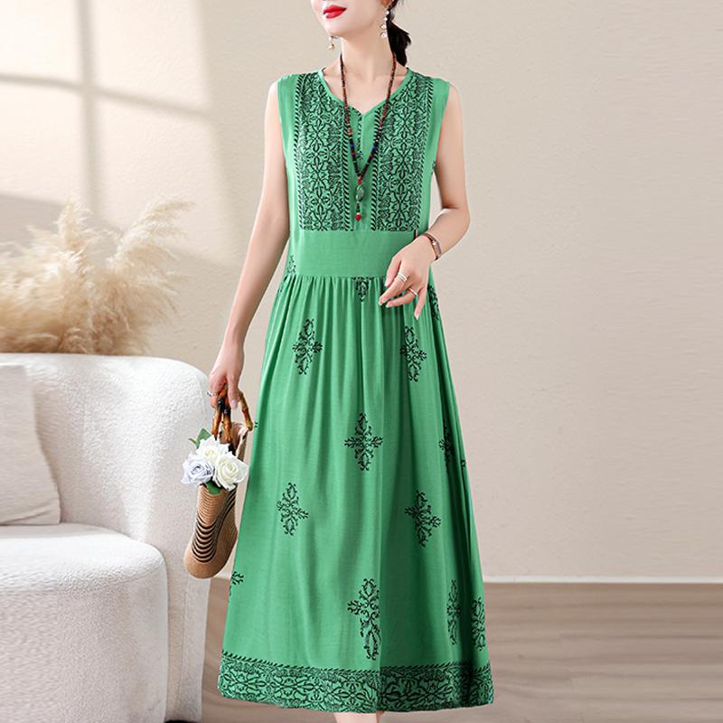 

Елегантна літня жіноча літня сукня повсякденна без рукавів довгі сукні великого розміру жіночий одяг 5XL