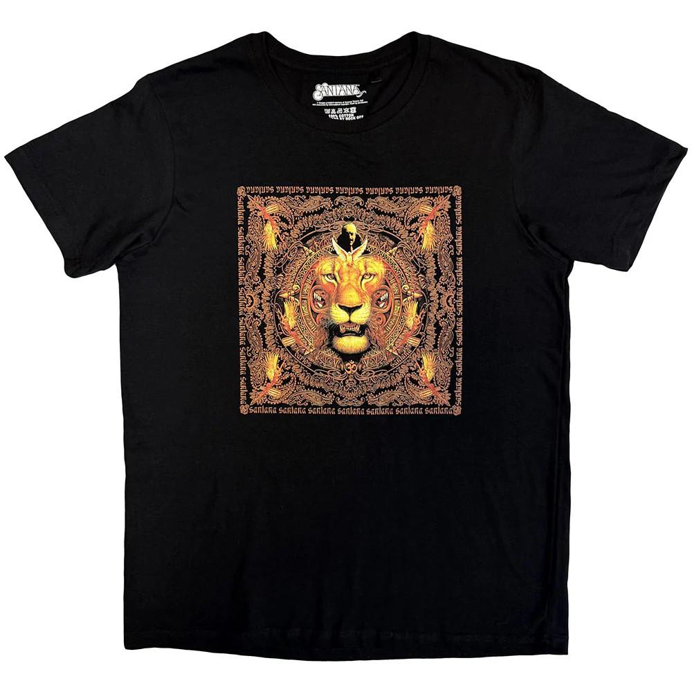 Santana T-Shirt: Lionhead Frame (Black) OFFICIAL NEW XL