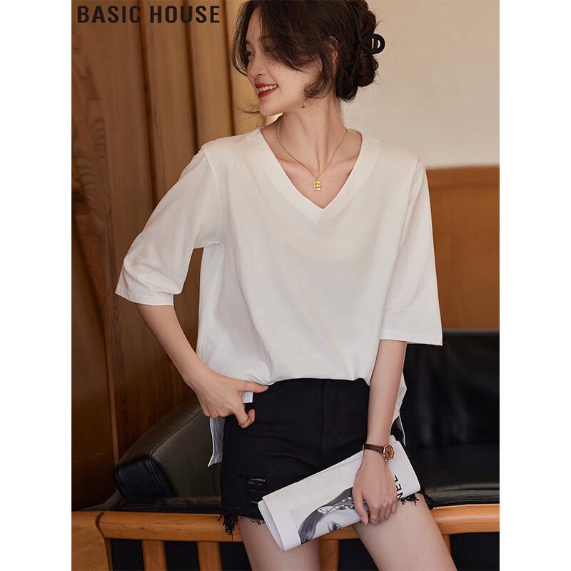 

Basic House Women s V-Neck Loose Fit T-Shirt 3XL
