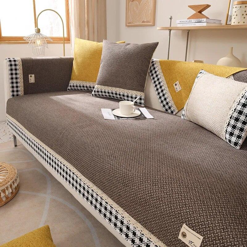 

Сиденье в европейском стиле, чехол для дивана, полотенце для декора гостиной, новый чехол для дивана из хлопковой и льняной ткани, нескользящий чехол 70x70cm 1pcs