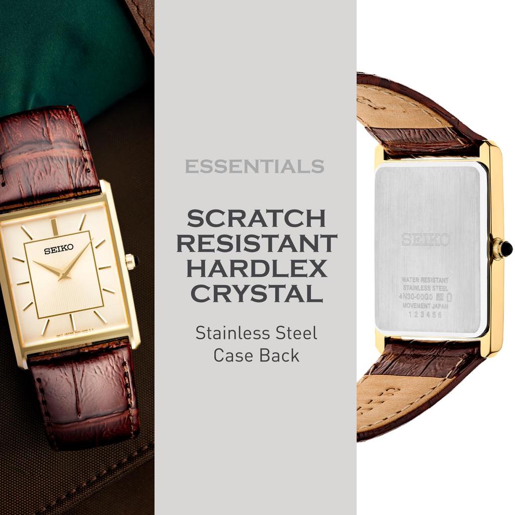Seiko Orologio da Uomo Elegante SWR064 Acciaio Inossidabile Quarzo Cinturino in Pelle Marrone Taglia 10