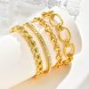 Waterproof Stainless Steel Bracelet, Non Tarnish Cubic Zirconia Cuffs, Stack Layered Chunky Chain Bracelets for Women