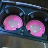 2pcs Car Coaster Diamond Heart Shape Water Cup Bottle Holder Anti-slip Pad Silica Gel Waterproof Mat Car Interior