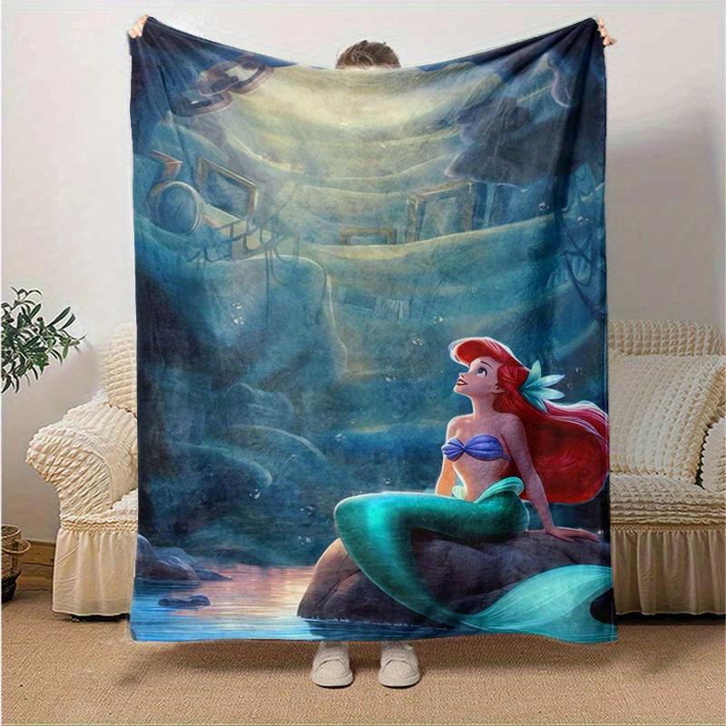 1PC Cartoon Mermaid Blanket, Seasonal Universal Home Decoration Throw, Living Room, Travel, Camping, Car Blankets, Beach, Office Naps,Cute A