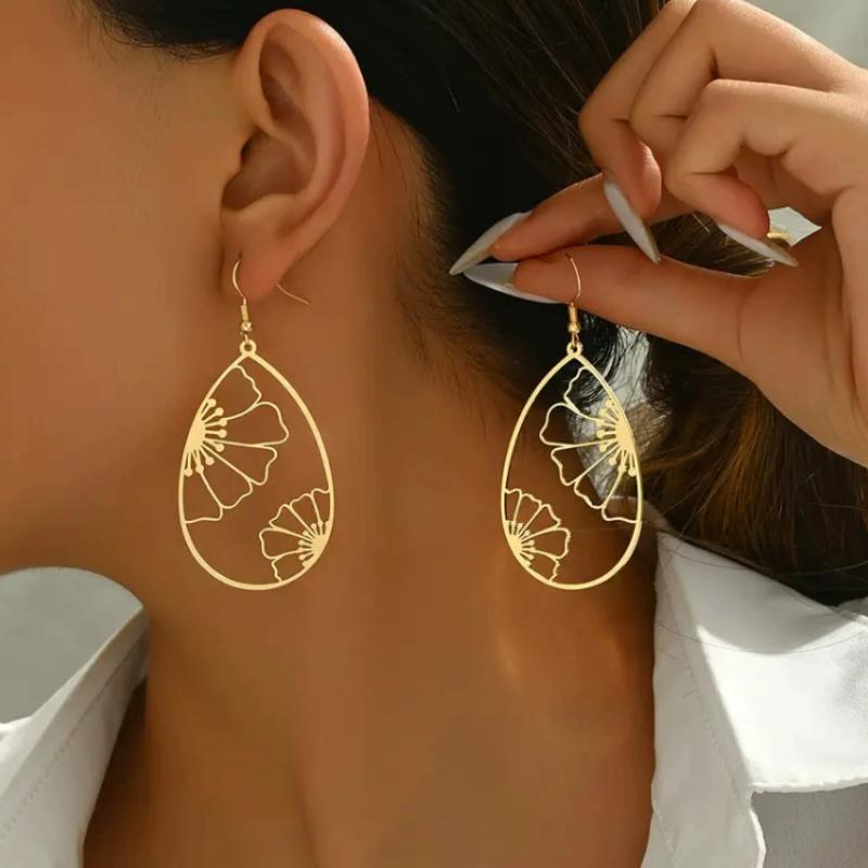 Orecchini Pendenti alla Moda e Trendy a Forma di Goccia d'Acqua Buchinata, Accessori Personalizzati per Feste e Regali per Donne