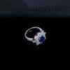 Sterling Silver Sapphire Halo Diamond Ring - Elegant Women's Luxury Jewelry