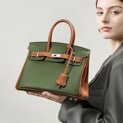 Platinum Large Capacity Genuine Leather Shoulder Bag - Versatile High-End Handbag for Women and Office Workers