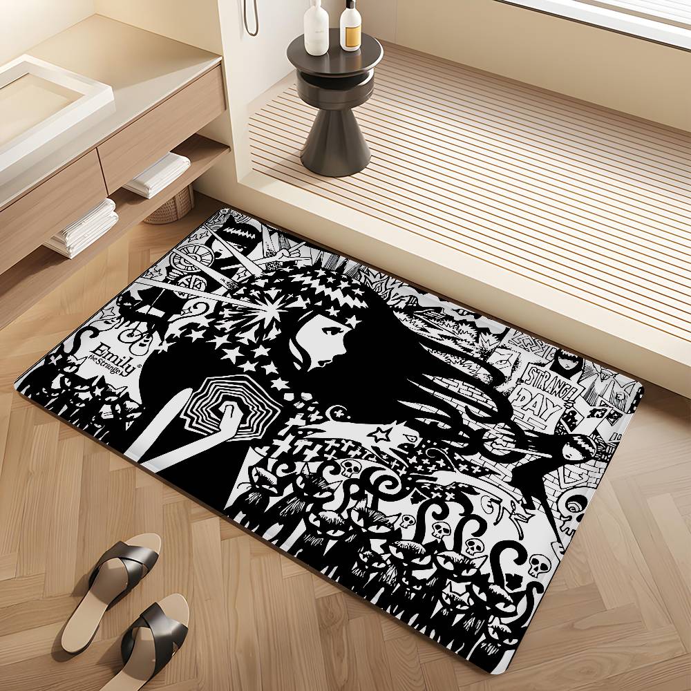 Comics Emily The Strange Floor Mat Rectangle Anti-slip Home Soft Badmat Front Door Indoor Outdoor Mat Hotel Decor Mat