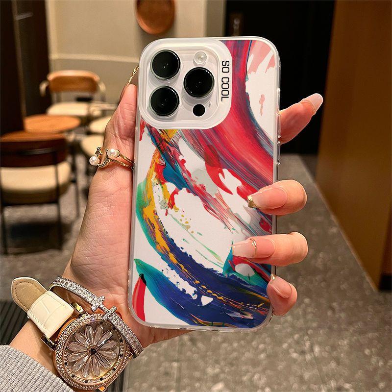 

Чехол для iPhone с эффектом брызг масляной краски для iPhone 15 ProMax - силиконовый чехол для iPhone Apple 15/15pro/15plus/15promax/14/13/12/11/XS Lady Apple 7plus/Apple 8plus