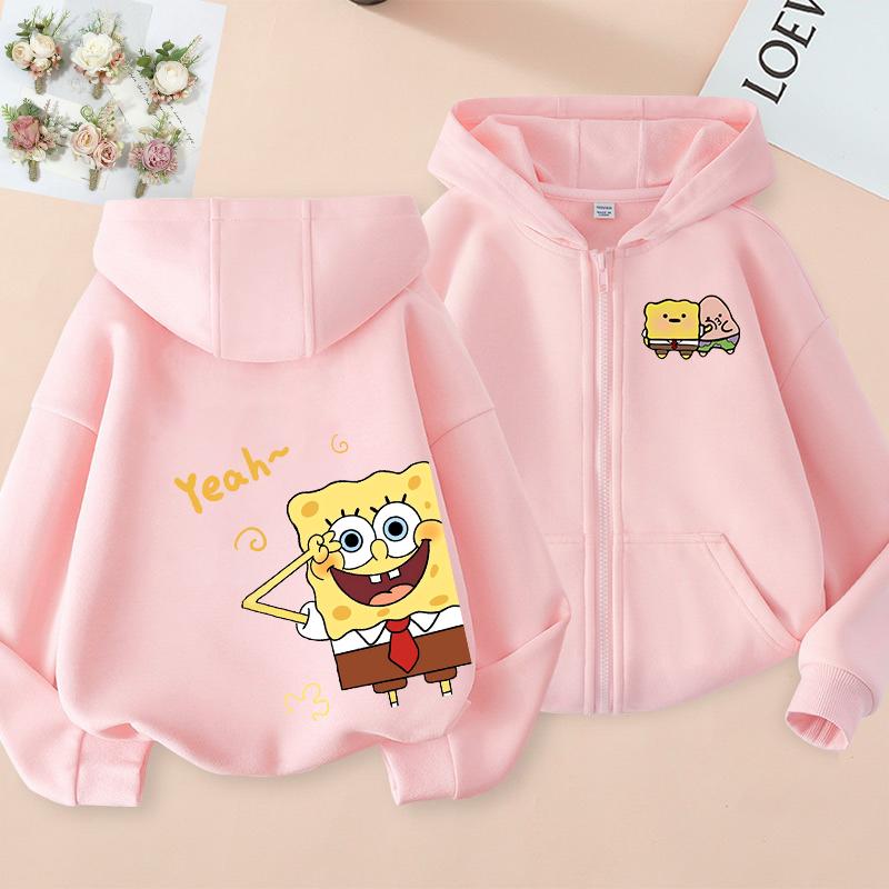 

Губка Боб Патрик Стар Мультфильм Аниме Семейная одежда Мальчики и Девочки Весна Осень И Зима Толстовка с капюшоном на молнии Свитера для родителей и детей 160