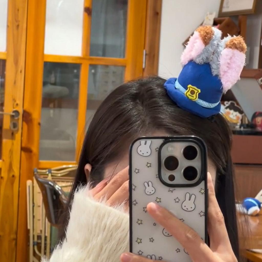 Cute Judy Rabbit Police Officer Plush Hat Hairpin For Kids And Adults, Hairpin And Hairband Decor For Kidsations