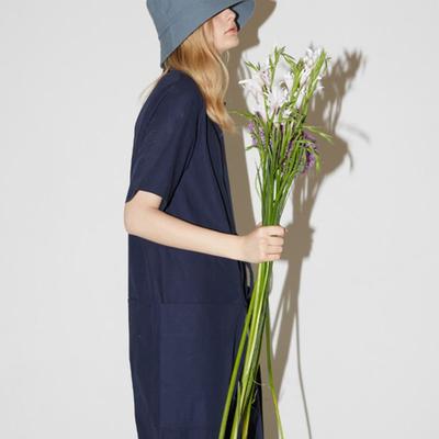 ACONTT Cotton Turn Up Bucket Hat-Blue