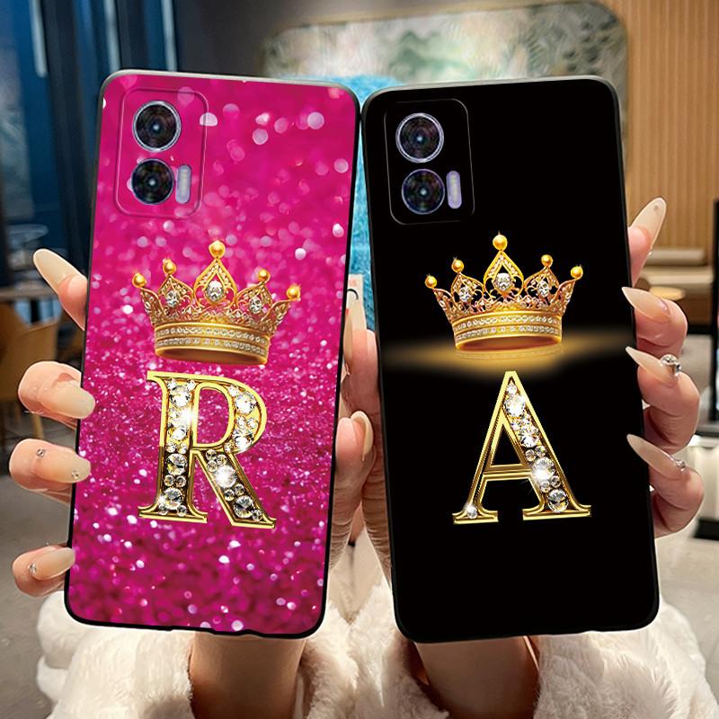 Phone Case For Motorola Edge 30 Lite/Motorola Edge 30 Neo 5G Black Case Shockproof Soft Fashion Letter Crown Cover