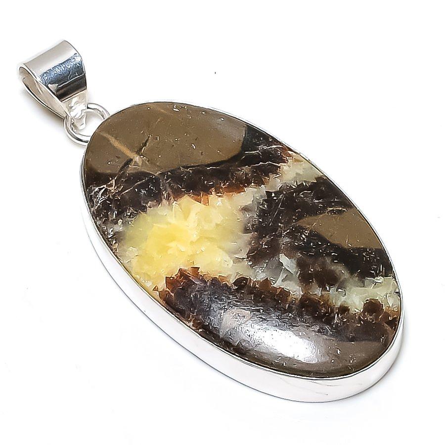 Septerian Stone Gemstone Handmade 925 Sterling Silver Jewelry Pendant 2.36" SU-10912