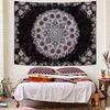 Boho Floral Mandala Tapestry Wall Hanging Grey Bohemian Flower Medallion Tapestry Aesthetic Gray Black Hippie Indian Small