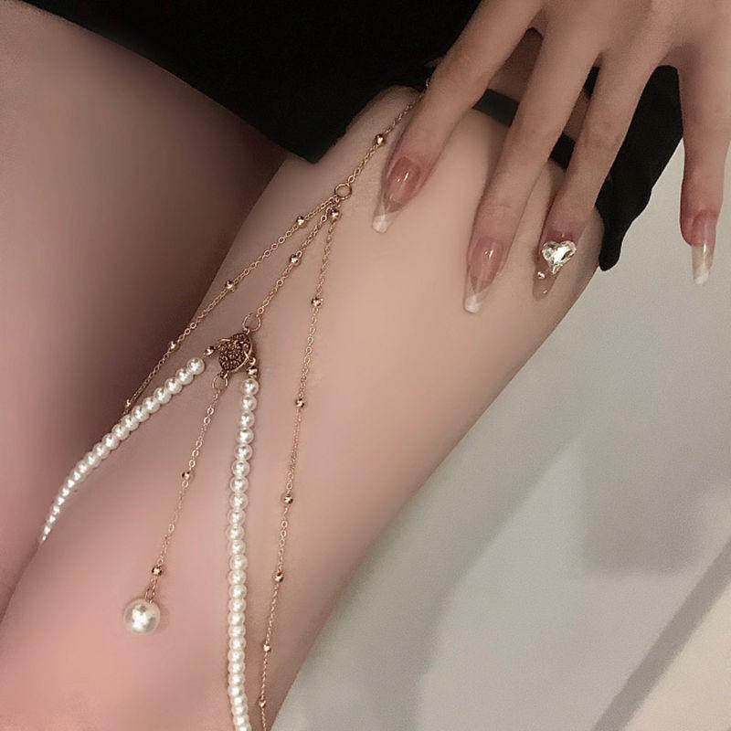 Pearl Tassel Thigh Chain: Fashionable Nightclub Style Body Jewelry
