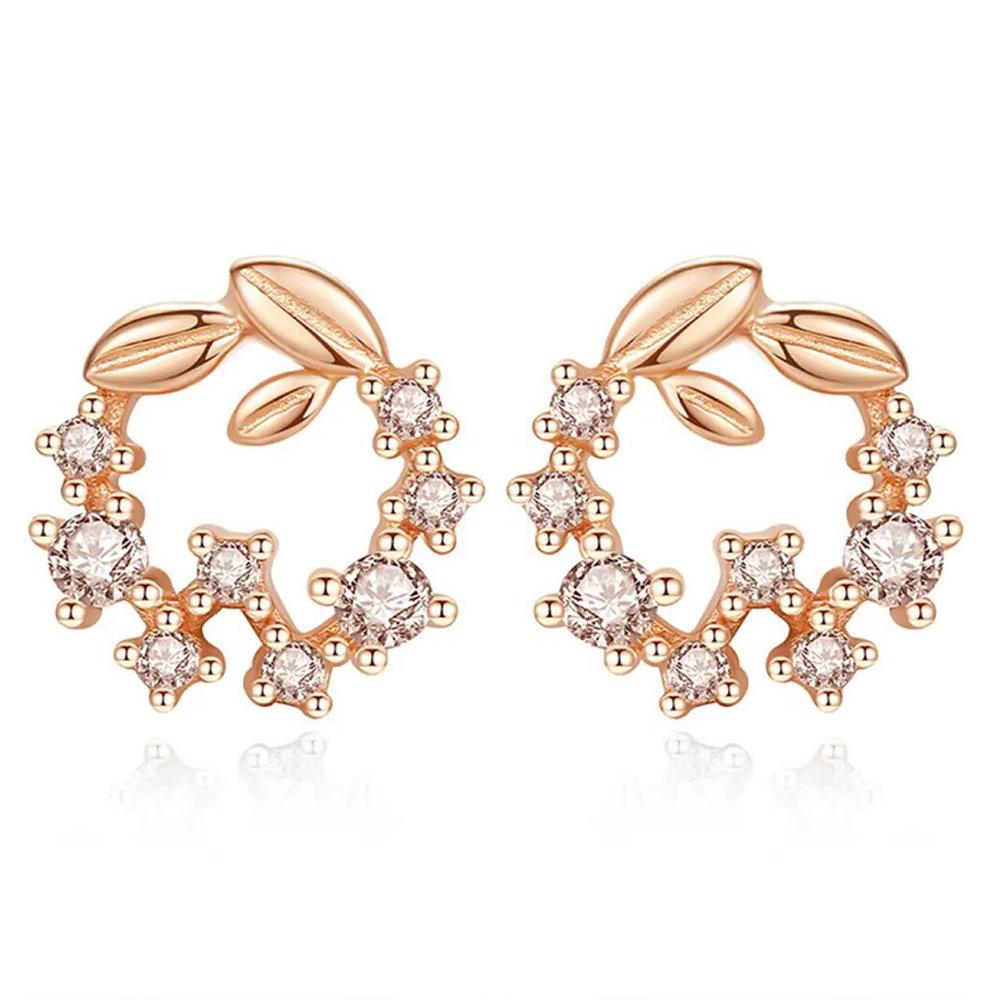 

Модные свежие серьги-гвоздики в форме гирлянды, женские серьги-цветы с бриллиантами, элегантные изящные серьги принцессы высокого чувства