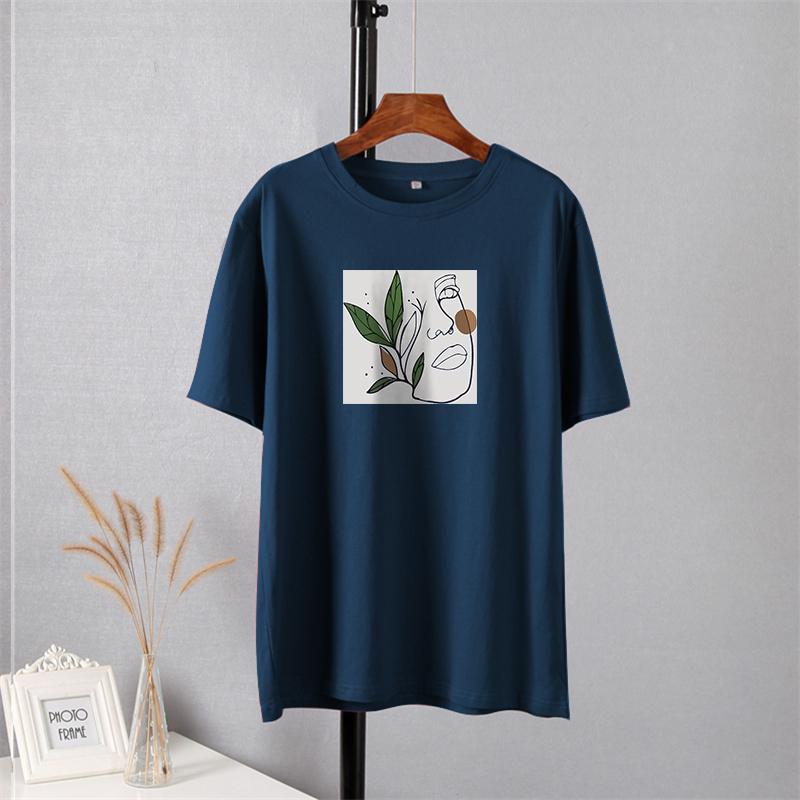Shellsuning Oversized Aesthetic Printing T-shirts for Women Summer New 100% Cotton Casual Retro Basic Tees Female Korean Harajuku Tops
