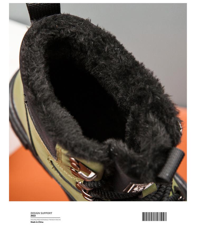 Pánské kožené boty s vysokým svrškem a silnou podrážkou - Zimní ležérní martensky s plyšovou podšívkou