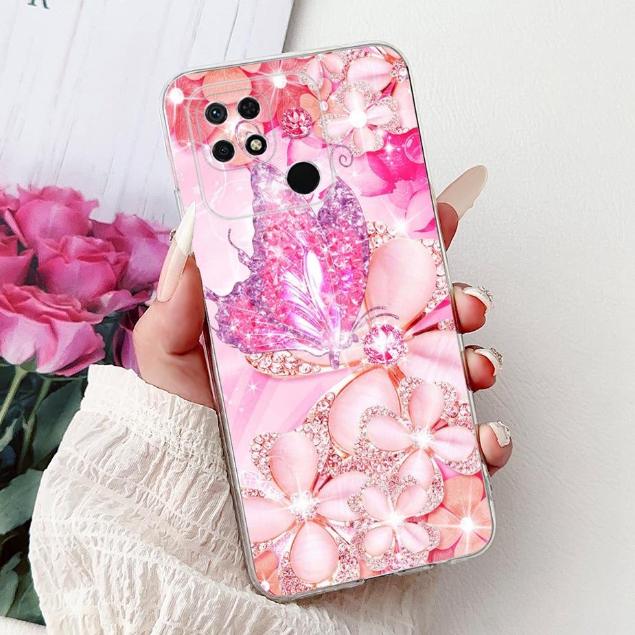 For Xiaomi Redmi 10C Case Cute Cat Luxury Butterfly Painted Cover 6.71'' Soft Silicone Case For Xiaomi Redmi 10C Redmi10C Fundas