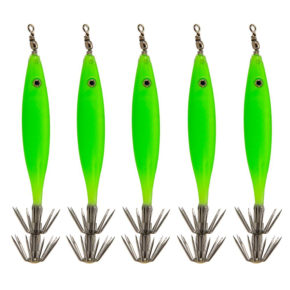 5Pcs Luminous Squid Lure Squid Fishing Lure Rustproof Cuttlefish Attracting Lure Portable Double Hook for Seawater Fresh Water