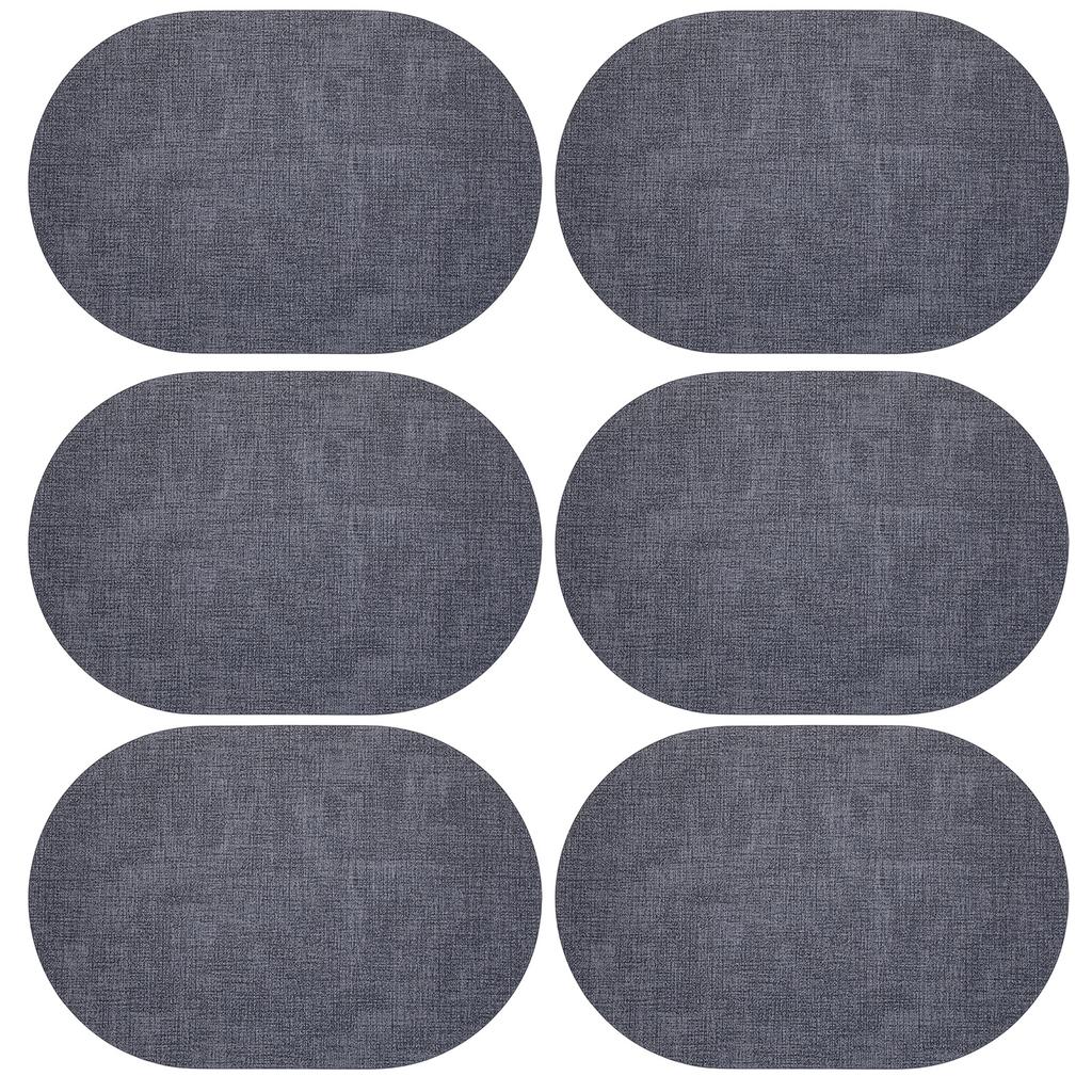 Set of 6 Oval Woven Placemats Heat Resistant Washable Table Mats for Dining Kitchen Tabletop Protection 12x18 Inch