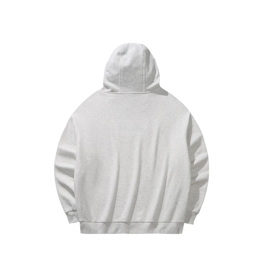 Anta Hooded Letter Logo Fleece Lined Loose Fit Pullover Long Sleeve Knit Casual Sweatshirt Unisex sweatshirt Heather-Gray 972618705N-10