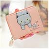 Women's Wallet Short Card Holder Bag Cute Zipper Cartoon Cat Eating Fish Print Student Wallet Coin Purse Girls Wallet