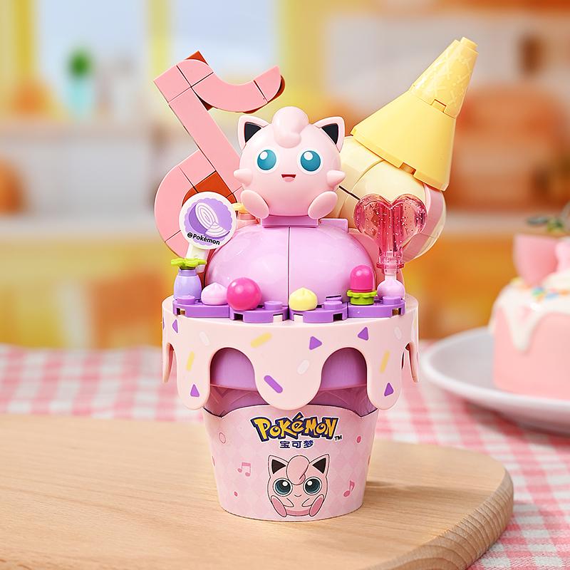 New Keeppley  Ice Cream Series Building Block Toy Pikachu Bulbasaur Tabletop Ornament Model Educational Children's Gifts