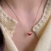 Süße romantische rote Emaille-Halsketten mit Herz-Anhänger für Frauen, vergoldet, dünne Schlangenkette, Choker, Großhandel 2024