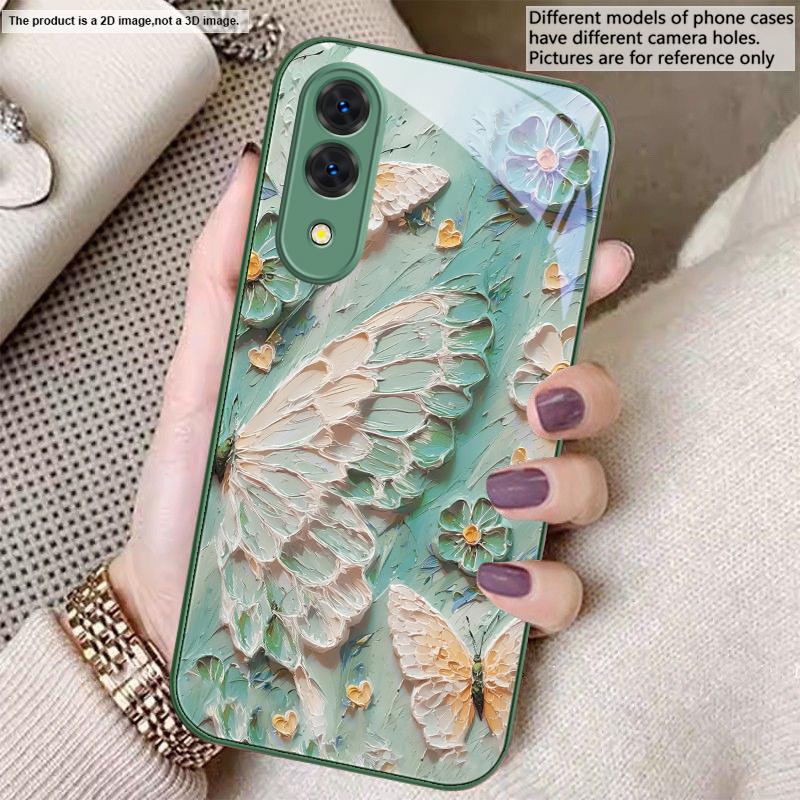 Oil Painting Butterfly For Samsung S26 S22 S8 S9 S10 S20 Ultra S21 Pro S22 Plus S23 FE S24Ultra S25 Edge S24+ Glass Phone Case