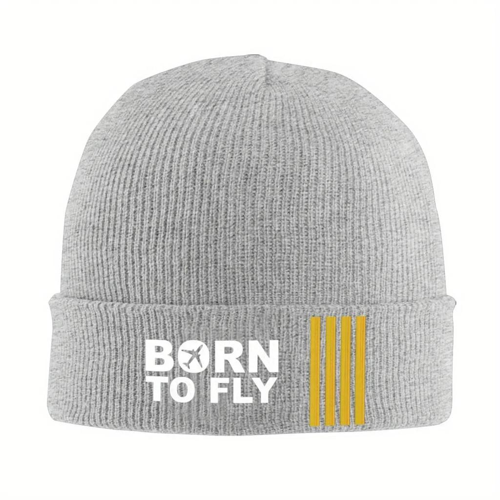 New Born To Fly Captain Knitted Hat Womens Unisexs Beanies Winter Hats Acrylic Airplane Casual Cap