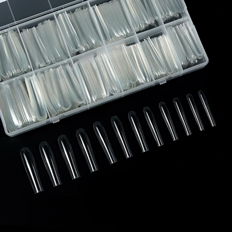 504Pcs/set Transparent Artificial Nail Kit Full Coverage Tips For Gel Extension Manicure Home Salon Application