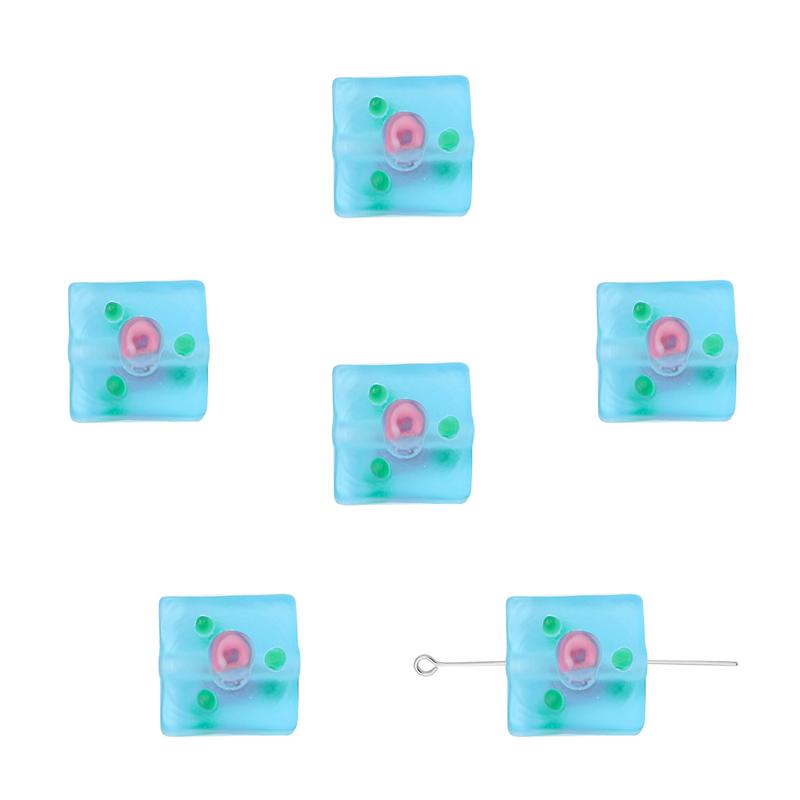 

2 шт. ручная роспись матовые цветные стеклянные квадратные бусины для DIY ожерелье браслет серьги изготовление ювелирных изделий аксессуары для рукоделия синий