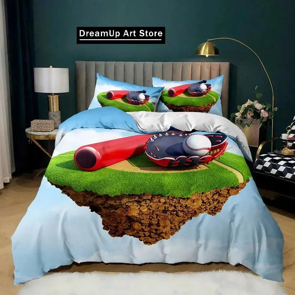 Sport Baseball Bettwäsche-Set für Kinder, Bettbezug-Sets mit Queen-Size, Jungen Sport Steppdeckenbezug Teenager Polyester Bettdeckenbezug