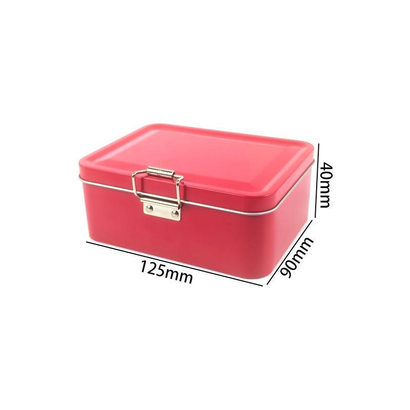 Buckle Clasp Metal Storage Tin Box Food Safe Iron Container with Lid for Homemade Cookies Candies Holiday Gift Packaging